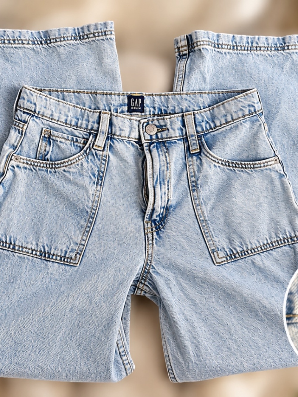 GAP Youth Size 16 Baggy Wide Leg Light Wash Jeans